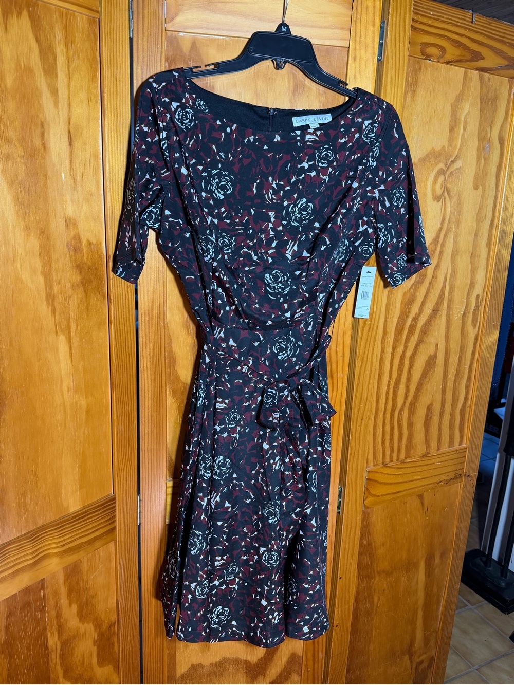 NWT Floral Women’s Dress - Black and Burgundy w/tie belt|Sz 8| Whimsigoth|